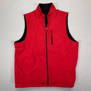 IZOD Reversible Vest Mens XL Red Black Excellent Fleece Ripstop Full Zip
